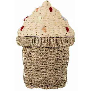 Bloomingville Flower Pot Cillie with Lid — Natural Seagrass, Model 82065157