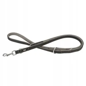 Leather leash barry king XL 25 mm × 200 cm black/grey