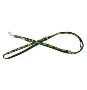 Adjustable Dog Leash barry king BK-18754, green ethnic pattern, polypropylene webbing 10 mm x 220 cm