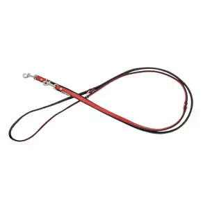 Adjustable Leather Dog Leash barry king BK-18658, red/black, XS-S, 12 mm × 200 cm