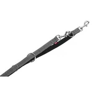 Dog leash Nobby Soft Grip XS — nylon, 1 cm width, black/grey, for small dogs