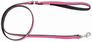 Leather Dog Leash barry king XS-S 12 mm x 120 cm, pink/black