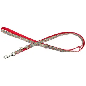 Dog leash PETSTORY BK-18610, adjustable folk pattern, webbing 20 mm x 220 cm, red