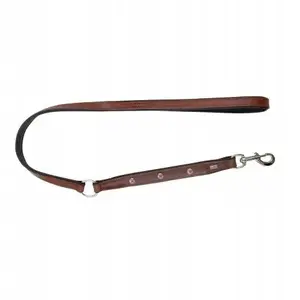 Leather dog leash Barry King BK-17497 — 20 mm width, 100 cm length, red-black