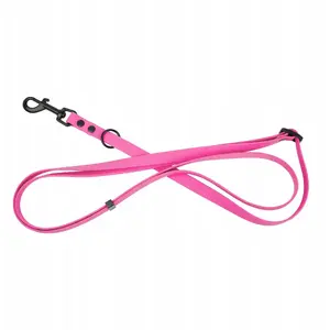Dog leash 3-in-1 by barry king, durable rubber, pink, 16 mm width, adjustable 1.00–1.80 m