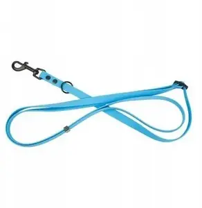 Dog leash barry king 3-in-1 durable rubber, blue, 16 mm width, adjustable 1.00–1.80 m