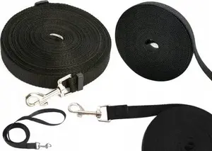 LEANToys dog leash 5 m black woven tape with fastener — LEAN TOYS model 14397