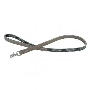 Leather Dog Leash barry king BK-17575 — 20 mm width, 100 cm length, gray checked