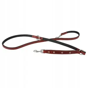 Leather dog leash 20 mm × 200 cm, barry king, red/black