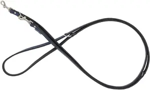 Adjustable leather dog leash barry king M-L 20 mm × 200 cm navy/black
