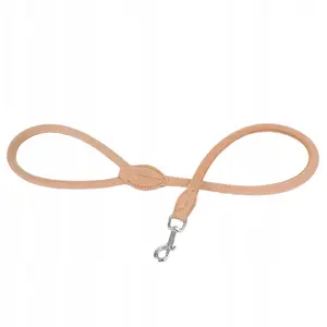 Leather dog leash barry king 13 mm × 100 cm, light beige