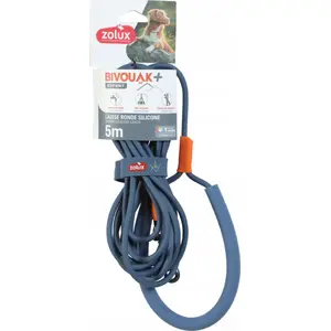 Leash ZOLUX BIVOUAK silicone round dog leash 5 m blue
