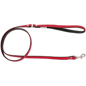 Leather dog leash barry king XS-S 12 mm × 120 cm, red/black