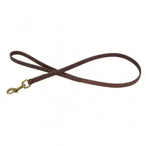Leather leash barry king BK-17550 — 15 mm width, 100 cm length, dark brown