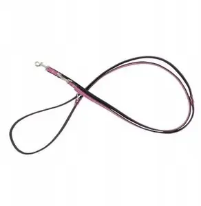 Leather adjustable dog leash barry king XS-S 12 mm x 200 cm, pink/black