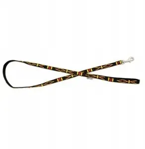 Leash barry king BK-18720 — black ethnic pattern, polypropylene webbing 20 mm × 120 cm