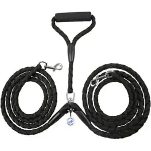 Double Dog Leash All For Dogs model VAT011256, black, 2.5 m, split lead for two dogs