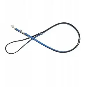 Adjustable Leather Dog Leash barry king XS–S 12 mm × 200 cm, blue/black
