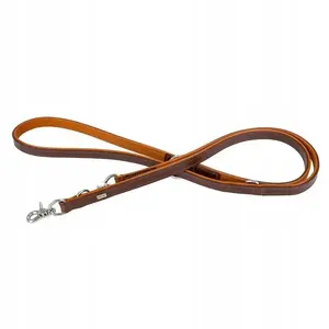 Leather dog leash barry king BK-17531 — 20 mm width, 200 cm length, light brown