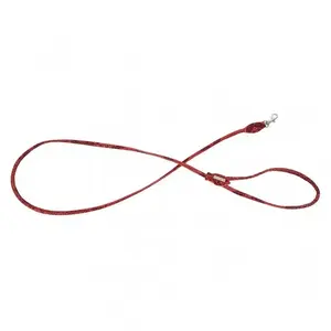 Dog leash barry king Serpente — round leather, red, nickel fittings, 6 mm x 120 cm