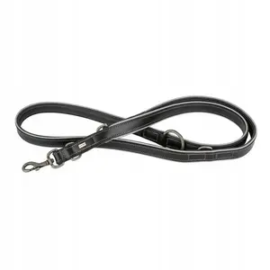 Leather dog leash barry king BK-17512 — 25 mm width, 200 cm length, black