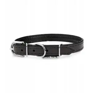 Leather Dog Collar barry king M-L 16 mm width 45 cm length black