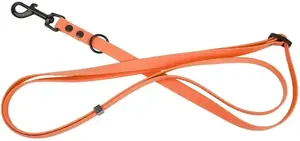 Dog leash Pets Collection 3-in-1, durable rubber, orange, 16 mm width, adjustable 1.00–1.80 m