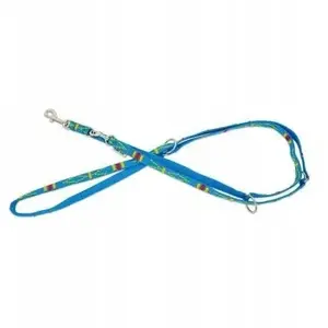 Dog leash barry king BK-18751, adjustable polypropylene tape 16 mm × 220 cm, ethnic pattern, blue