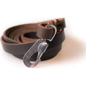 Leash Brow Leather Leash 1.5 x 180 cm with PCP Hook — brown