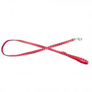Dog leash DINO Love Heart 16 mm x 120 cm, red with heart pattern
