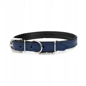 Leather Dog Collar barry king BK-20010, navy/black, size M-L, width 16 mm, length 45 cm