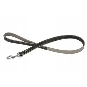 Leather Dog Leash barry king M 25 mm × 100 cm black/gray