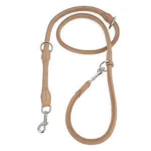 Leather leash barry king 13 mm × 200 cm, light beige