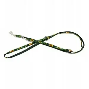 Adjustable dog leash barry king BK-18755, green ethnic pattern, polypropylene webbing 16 mm × 220 cm