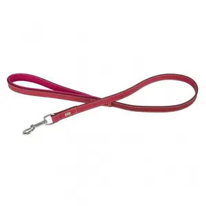Leather dog leash barry king 20 mm x 100 cm, dark pink