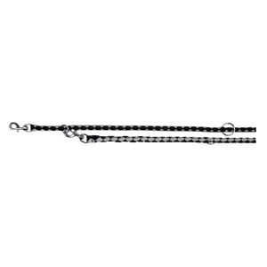 Trixie standard dog/cat lead 2 m, black and silver nylon, 1.2 cm strap