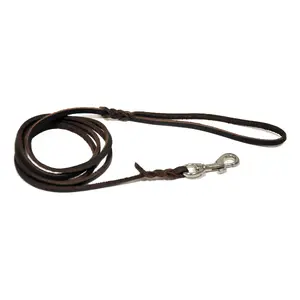 Standard leather dog lead Dogman Lina 1.8 m, brown, 1.8 cm strap width