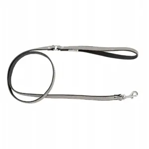 Leather dog leash barry king BK-18653, size M-L, 20 mm width, 120 cm length, grey/black