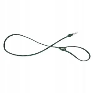 Leash for dog, barry king Serpente leather round, green, nickel fittings, 6 mm × 120 cm