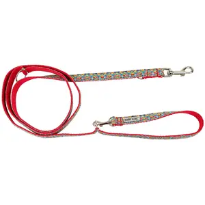 Поводок Pets Collection BK-18611, регулируемый, лента 25 мм × 220 см, фольклорный узор, красный
