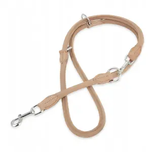 Leather dog leash barry king 8 mm x 200 cm, light beige