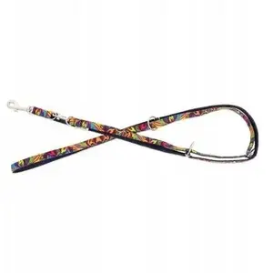 Adjustable Dog Leash Barry King BK-18844, 20 mm polypropylene tape, 220 cm, navy with Picasso pattern