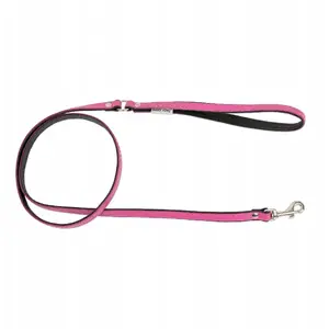 Leather dog leash barry king M-L 20 mm x 120 cm, pink/black