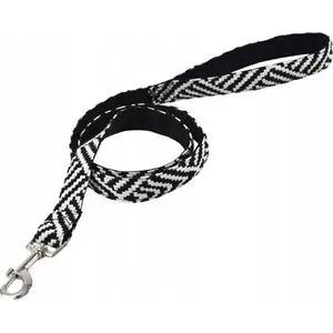 Leash barry king BK-17212, durable fabric, Aztec pattern, white-black stripes, 2.5 x 120 cm