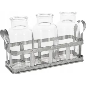Glass Flower Vase Set with Stand, Vilde — 3-piece decorative glass vases on shared stand