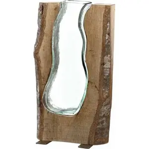 Vāze LEONARDO Casolare 36 — koks un stikls, dekoratīvā vāze 36 cm