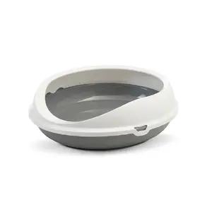 Open litter box Savic Figaro for cats — 555×485×155 mm, grey/white