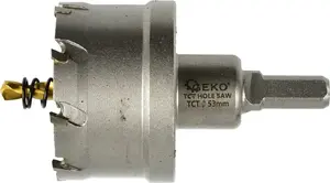 Hole Saw for Metal GEKO G39690, 53 mm Carbide-Tipped with Titanium Drill Bit