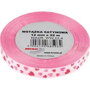 Ribbon BREWIS Wstążka satynowa serca 12 mm, color 4, decorative satin craft ribbon