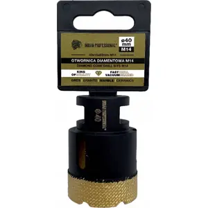 Diamond Core Drill Bit INDIAN PROFESSIONAL KORONA M14 40 mm — dry drilling